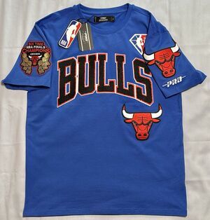 NWT Pro Standard Chicago Bulls NBA 75th Anniversary Men's L Blue Chenille Tee